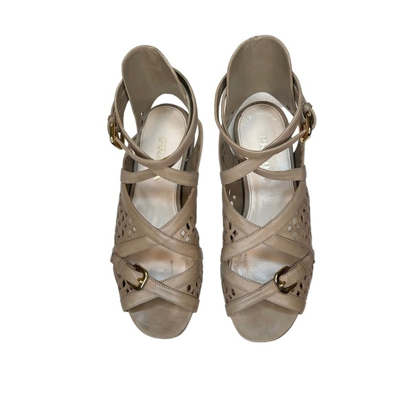Prada Tan Leather Ankle Strap Gladiator Sandals - Picture 3 of 8
